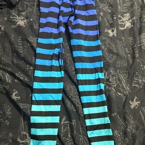 KDEER Striped Blue and Black womens Leggings size L